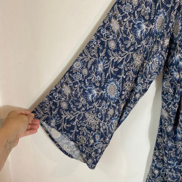 August Mist Floral Beach Open Front Cardigan Cover Up Kimono SZ XL Vacation Boho - Picture 4 of 7